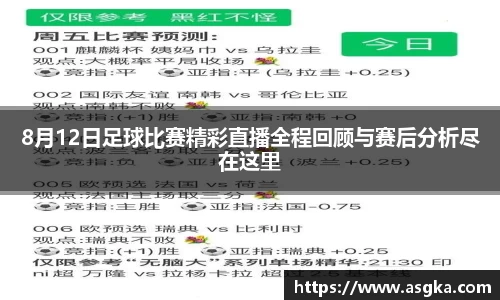 8月12日足球比赛精彩直播全程回顾与赛后分析尽在这里