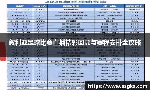叙利亚足球比赛直播精彩回顾与赛程安排全攻略