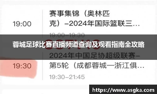 蓉城足球比赛直播频道查询及观看指南全攻略