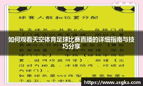 如何观看天空体育足球比赛直播的详细指南与技巧分享