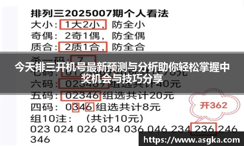 今天排三开机号最新预测与分析助你轻松掌握中奖机会与技巧分享